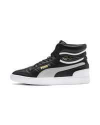 black and white high top pumas