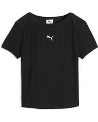 PUMA - Essentials Ribbed Slim T-Shirt - Lyst