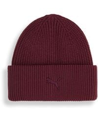 PUMA - Wardrobe Essentials Grobstrick-Beanie, Accessoires, Ruby Shimmer - Lyst