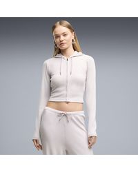 PUMA - Essentials Ribbed Full-Zip Slim Hoodie - Lyst