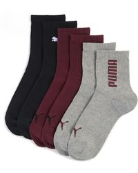 PUMA - Calcetines Cortos (Pack De 3) Ropa, Rojo/Negro - Lyst