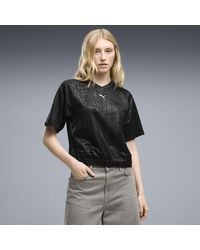 PUMA - T-Shirt Da Donna Sport Dal Taglio Morbido Con Stampa Animalier, Abbigliamento, Nero - Lyst