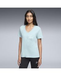 PUMA - Essentials Script V-Neck T-Shirt - Lyst