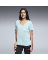 PUMA - Essentials Script V-Neck T-Shirt - Lyst