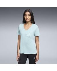 PUMA - Essentials Script V-Neck T-Shirt - Lyst