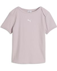 PUMA - Essentials Ribbed Slim T-Shirt - Lyst