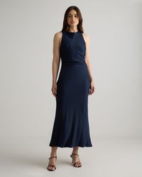 Quince - Washable Stretch Silk High Neck Midi Dress, Mulberry Silk - Lyst