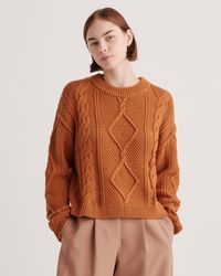Quince - Cropped Cable Crew Sweater, Organic Cotton - Lyst