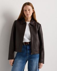 Quince - Cropped Zip-Front Jacket, Leather - Lyst