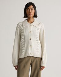 Quince - Australian Merino Wool Collared Cable Cardigan - Lyst