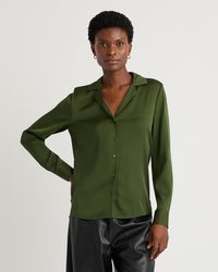 Quince - Washable Stretch Silk Notch Collar Blouse - Lyst