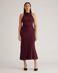 Quince - Washable Stretch Silk High Neck Midi Dress, Mulberry Silk - Lyst