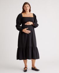 Quince - Gauze Maternity Smocked Ruffle Hem Midi Dress, Organic Cotton - Lyst