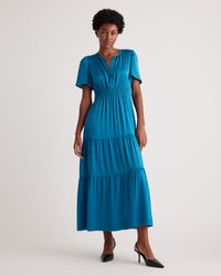Quince - Washable Stretch Silk Tiered Maxi Dress - Lyst
