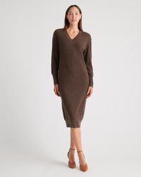 Quince - Mongolian Cashmere V-Neck Midi Sweater Dress - Lyst