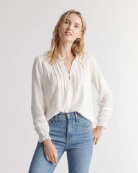 Quince - Organic Textured Cotton Peasant Blouse, Organic Cotton - Lyst