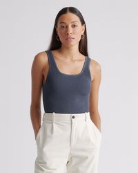 Quince - Cropped Square Neck Ribbed Knit Tank Top, Recycled Nylon/Polyester/Spandex - Lyst