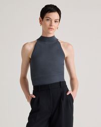 Quince - Cropped High Neck Ribbed Knit Tank Top, Recycled Nylon/Polyester/Spandex - Lyst