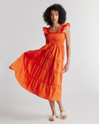 Quince - Smocked Midi Dress, Organic Cotton - Lyst