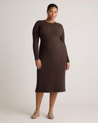 Quince - Cotton Cashmere Ribbed Long Sleeve Crew Midi Dress - Lyst