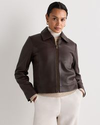 Quince - Cropped Zip-Front Jacket, Leather - Lyst