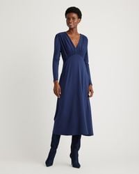 Quince - Tencel Jersey V-Neck Long Sleeve Midi Dress - Lyst