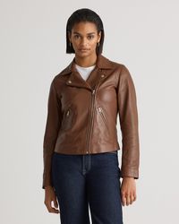 Quince - 100% Washed Leather Biker Jacket - Lyst