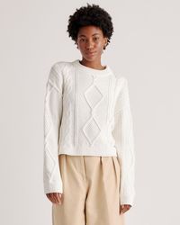 Quince - Cropped Cable Crew Sweater, Organic Cotton - Lyst