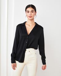 Quince - 100% Washable Silk Stretch Notch Collar Blouse - Lyst