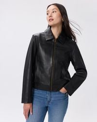 Quince - Cropped Zip-Front Jacket, Leather - Lyst