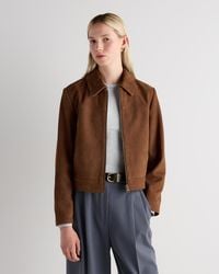 Quince - 100% Suede Cropped Zip-Front Jacket, Suede Leather - Lyst