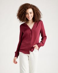 Quince - Washable Stretch Silk Notch Collar Blouse - Lyst