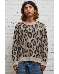R13 Leopard Cashmere Crewneck Sweater - Multicolor