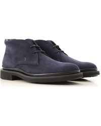 Tod's Desert boots en cuir velours - Bleu