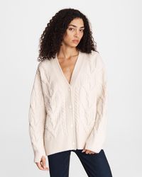 Rag & Bone Nora Cable Wool Cardigan Relaxed Fit Sweater - White
