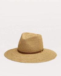 Rag & Bone - Leather-Trimmed Wide-Brim Raffia Hat - Lyst
