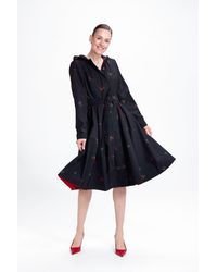 RainSisters - Fit And Flare Coat With Pleated Skirt And Strawberry Print - Lyst