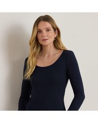 Ralph Lauren - Long-Sleeved Scoopneck Rib-Knit Tee - Lyst