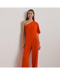 Ralph Lauren - Ralph Lauren Cape Georgette One-Shoulder Jumpsuit - Lyst