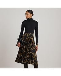 Ralph Lauren - Belting-Print Pleated Crepe Skirt - Lyst