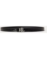 Ralph Lauren - Logo Reversible Embossed Skinny Belt - Lyst