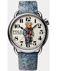 Polo Ralph Lauren - 42 Mm Stalen Horloge Met Denim Polo Bear - Lyst