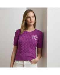 Ralph Lauren - Katoenen Kabeltrui Met Korte Mouwen - Lyst
