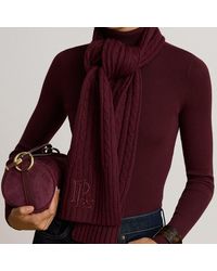 Ralph Lauren - Embroidered-Logo Cable-Knit Scarf - Lyst