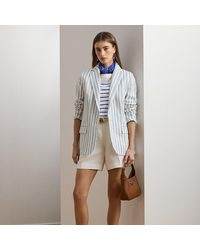 Ralph Lauren - Pantalón Corto Plisado De Sarga Con Lino - Lyst