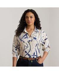 Ralph Lauren - Ralph Lauren Relaxed Fit Belting-Print Crepe Shirt - Lyst