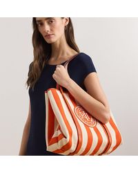 Ralph Lauren - Emerie Grote Gestreepte Tas Met Visgraat - Lyst