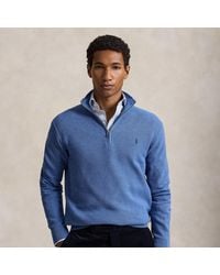 Polo Ralph Lauren - Mesh-Knit Cotton Quarter-Zip Jumper - Lyst