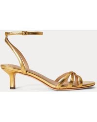 Ralph Lauren - Kendyl Kitten-Heel Metallic Nappa Sandal - Lyst