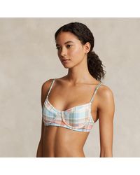 Polo Ralph Lauren - Top da bikini scozzese a corsetto - Lyst